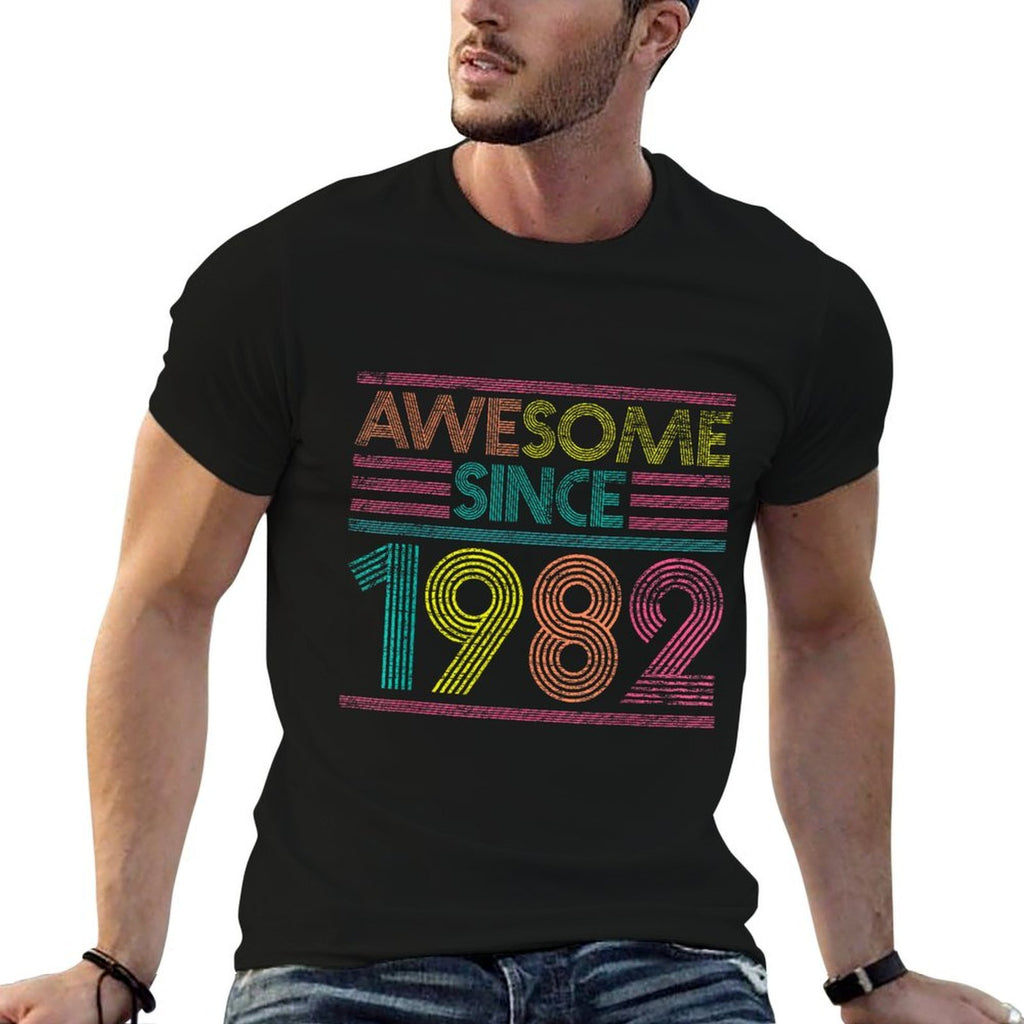 Awesome Since 1982 43rd Birthday Gifts 43 Years Old  Rolled Sleeves T-Shirt