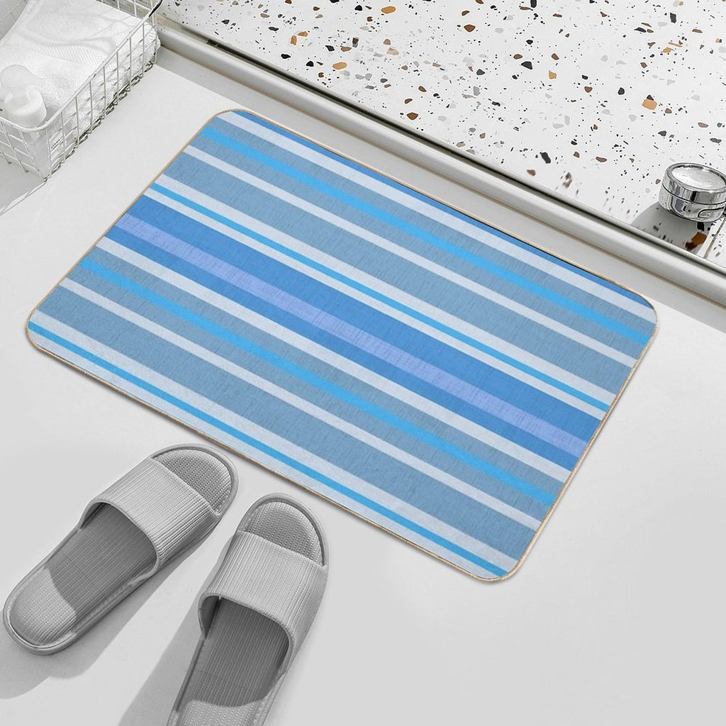 Trendy Blue Stripe Pattern  Fade-Resistant Bath Mat