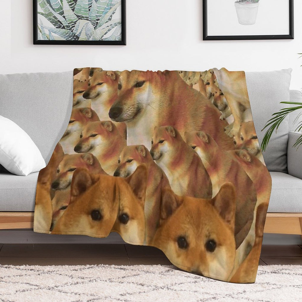 Cheems Galore Plush Throw Blanket