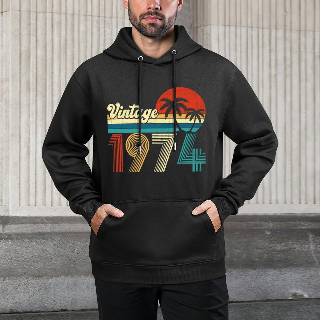 Vintage 1974 Funny 50th Birthday Gifts 50 Years Old Retro Versatile Streetwear Hoodie