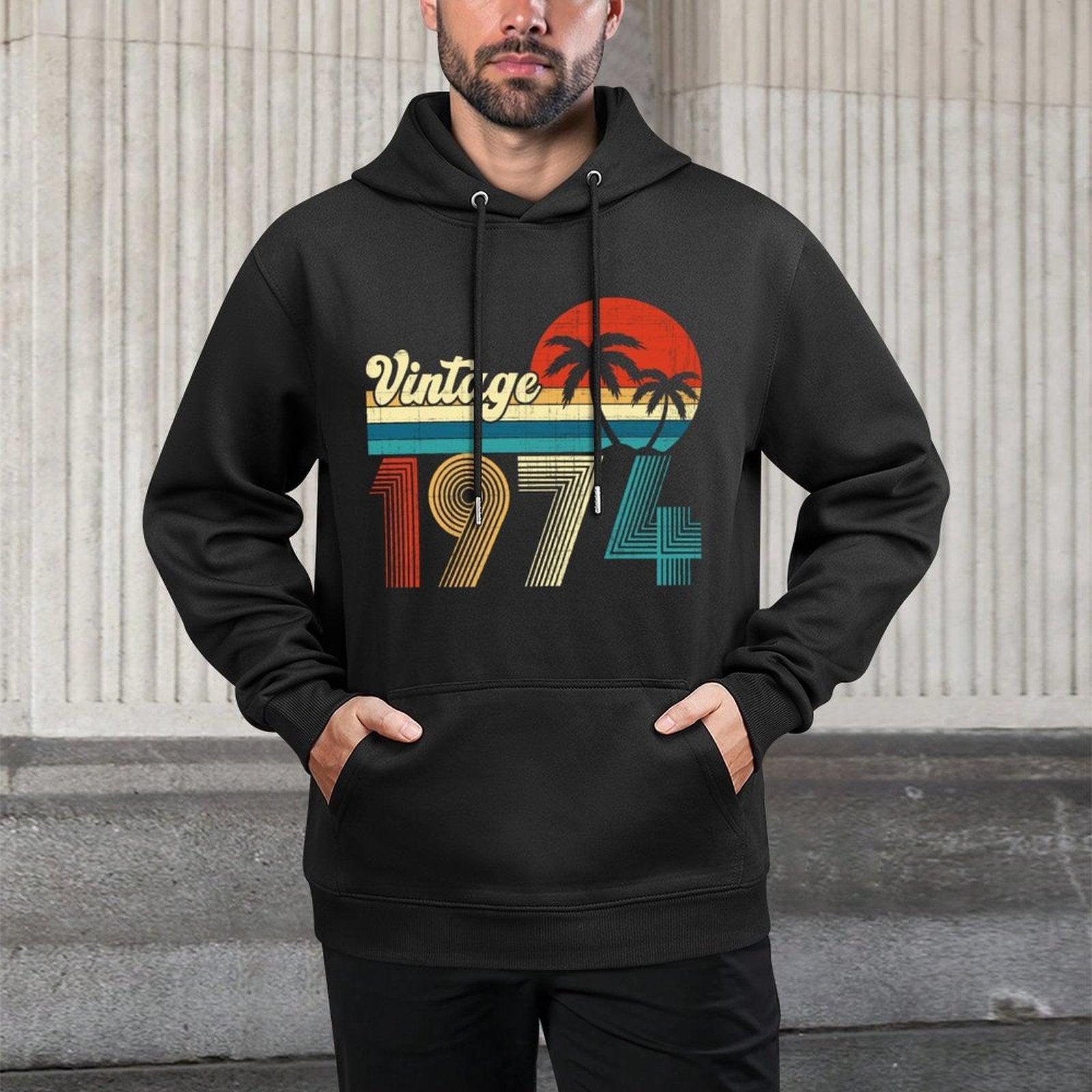 Vintage 1974 Funny 50th Birthday Gifts 50 Years Old Retro Versatile Streetwear Hoodie