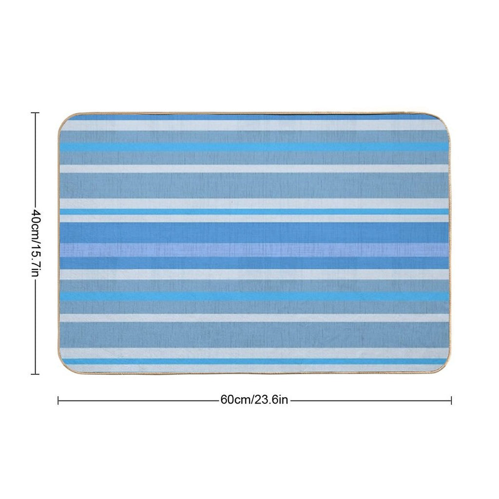 Trendy Blue Stripe Pattern  Fade-Resistant Bath Mat