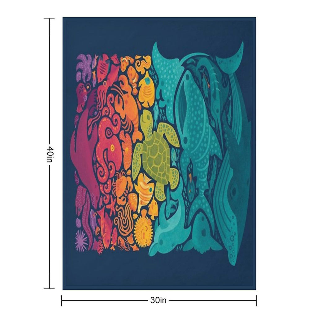 Aquatic Spectrum Quick-dry Throw Blanket