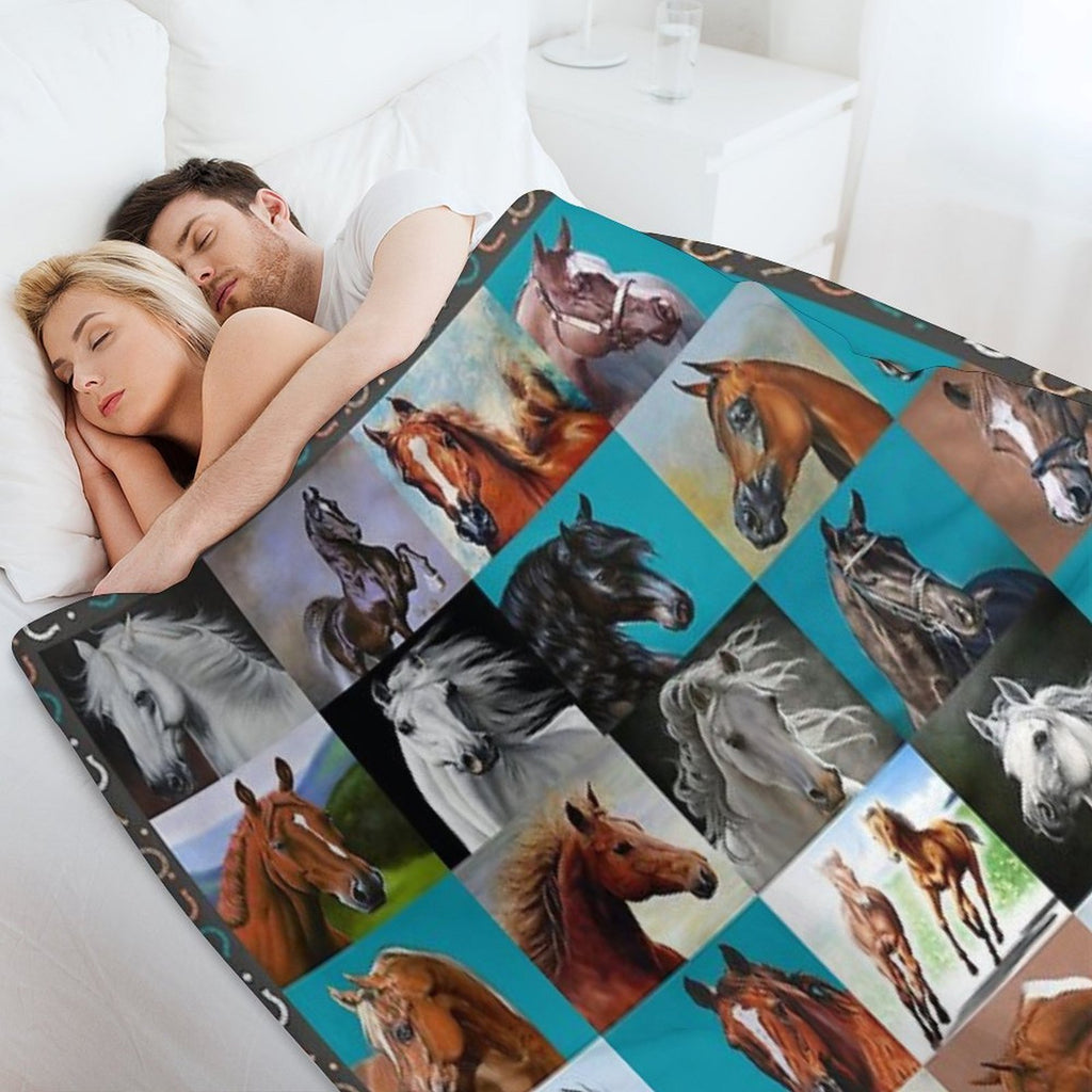 Horse Blanket Plush Throw Blanket