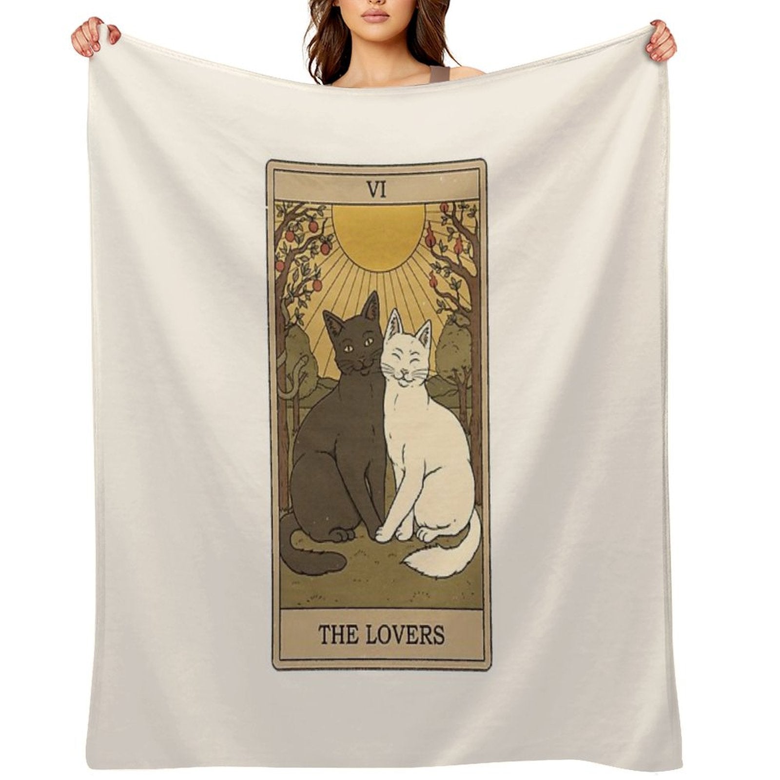 The Lovers - Cats Tarot Lightweight Throw Blanket