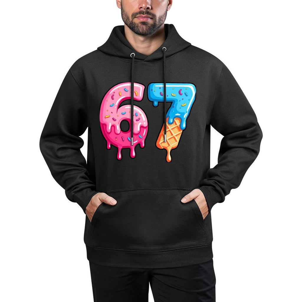 Six Seven Ice Cream Drip Cool Meme 67 Funny Number Kangaroo Pocket Hoodie