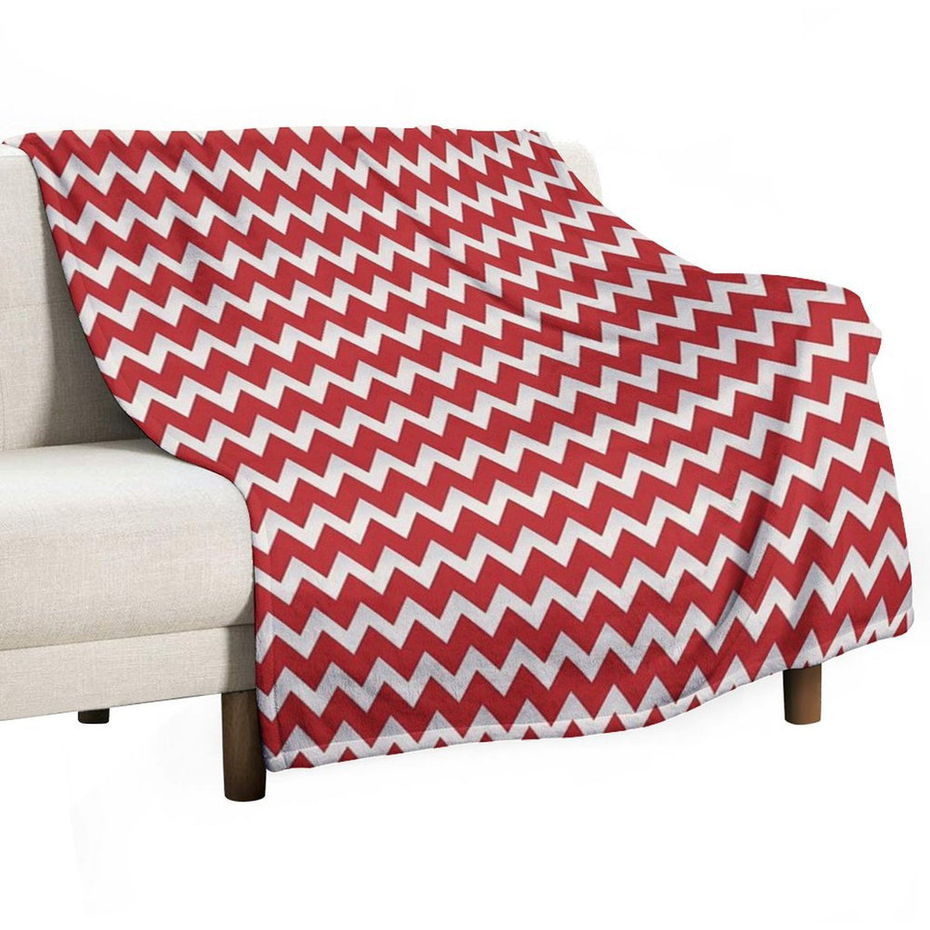 Pretty Simple Chevron Stripes Red And White Shadow Easy Care Throw Blanket
