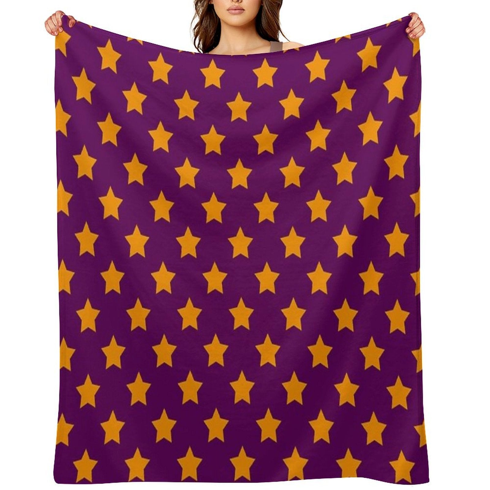 Orange Stars Purple Background Pattern Design Durable Throw Blanket