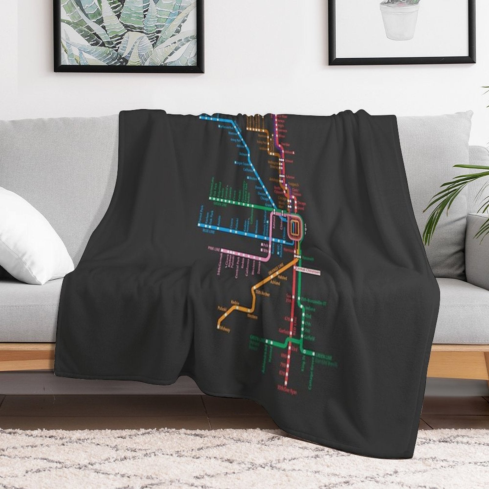 Chicago Trains Map All-season Throw Blanket