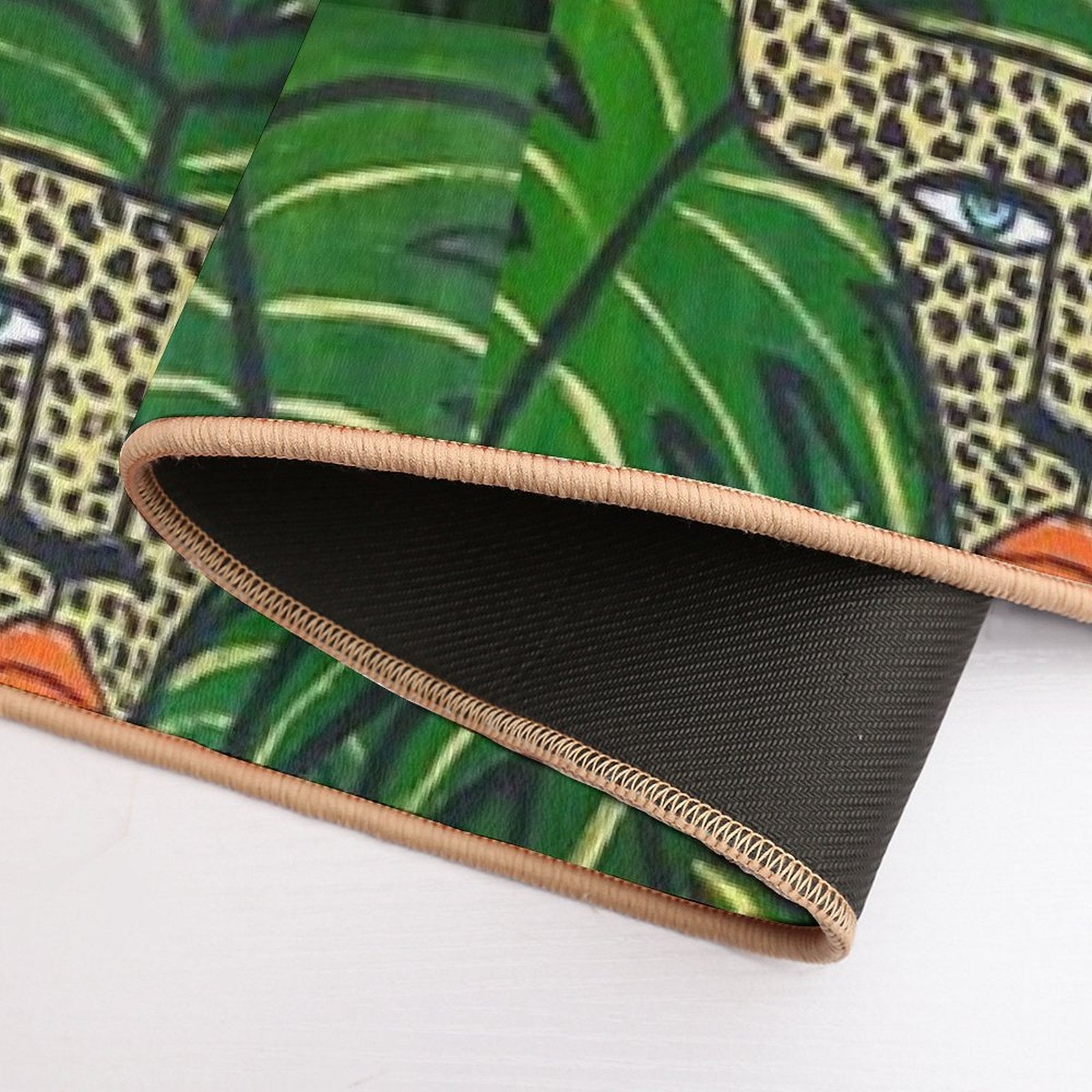 Cheetah On Green Leaves  Toxin-Free Bath Mat
