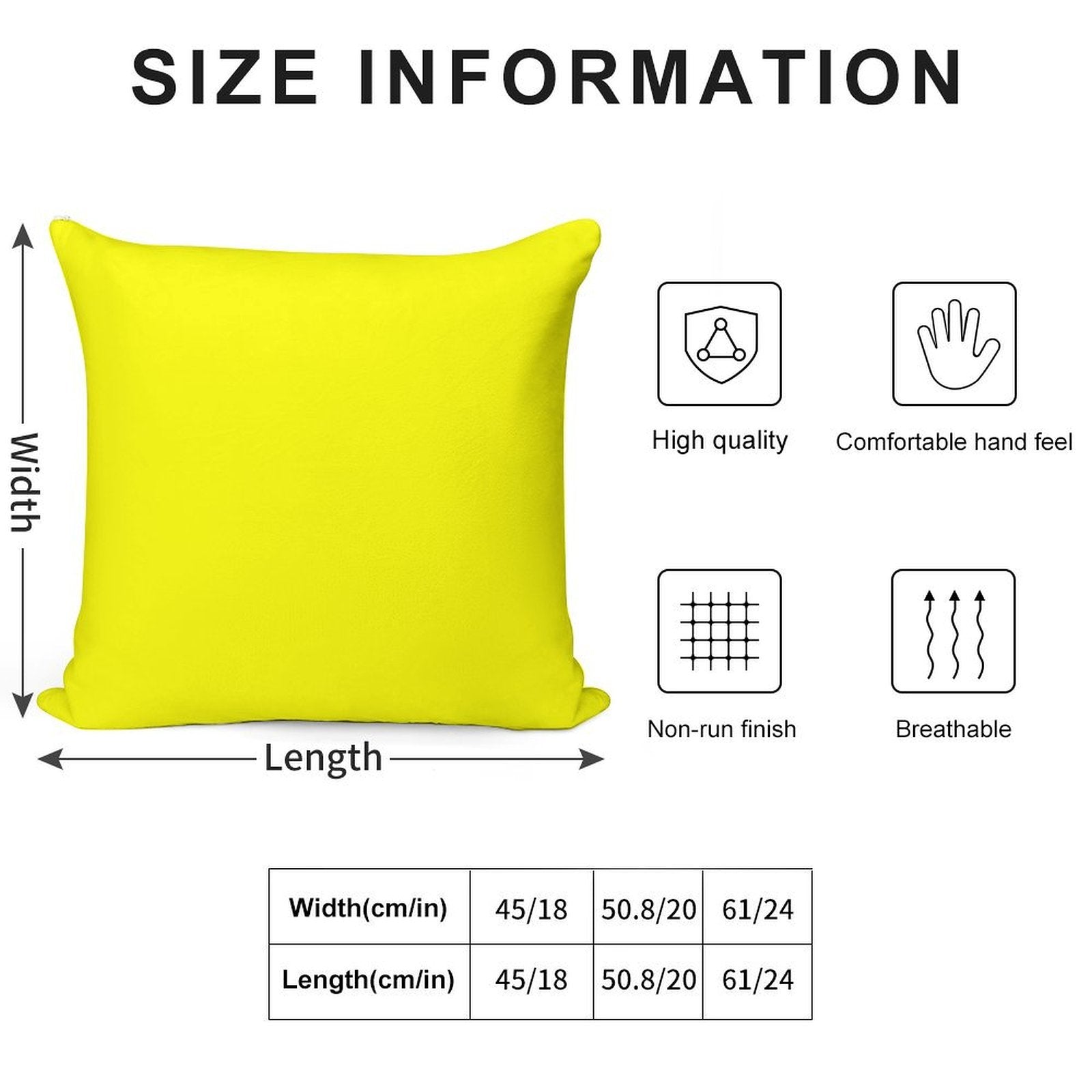 Neon Yellow Soft High-Density Material Throw Pillow