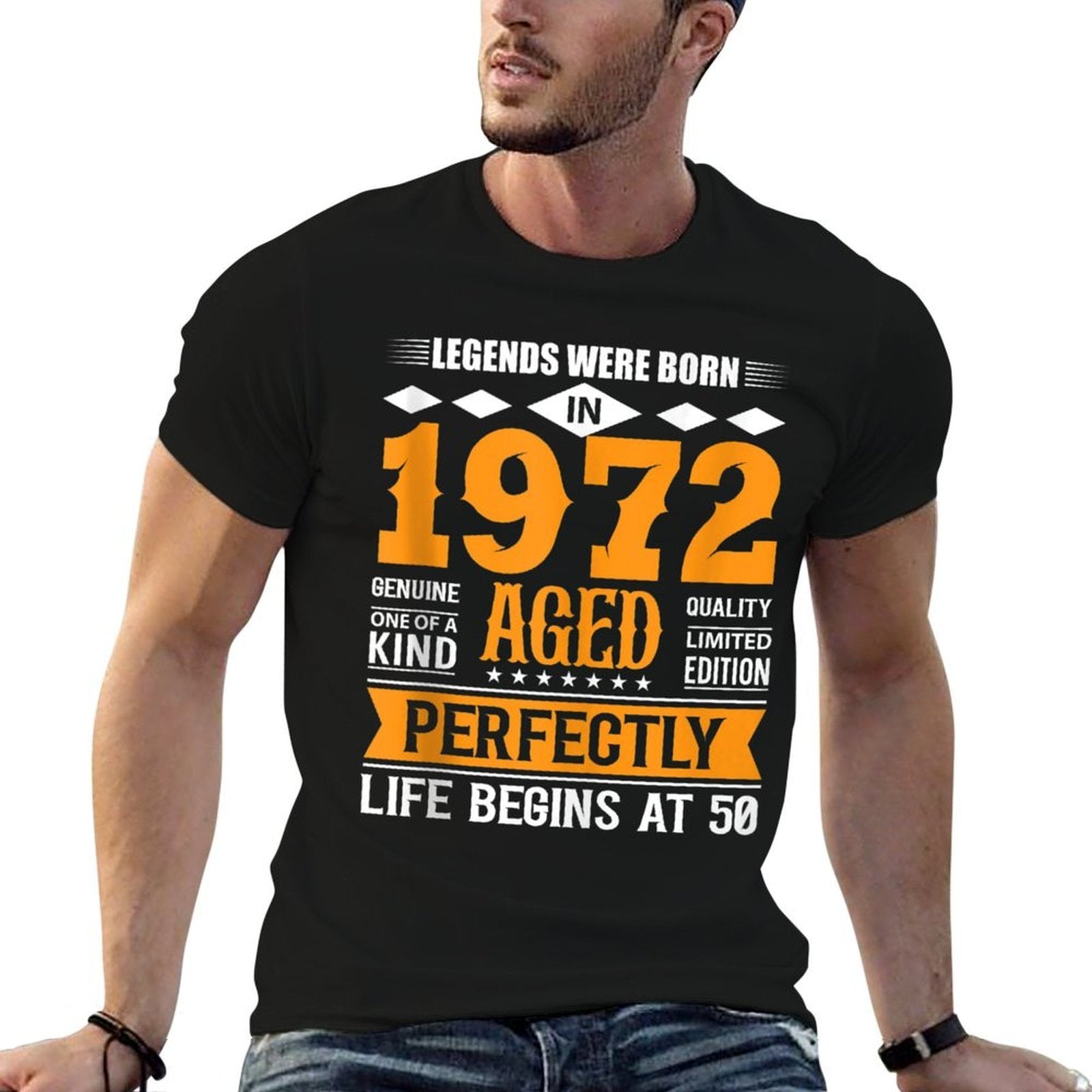 50th Birthday Legends Born In 1972 Birthday Design  High-quality Stitching T-Shirt