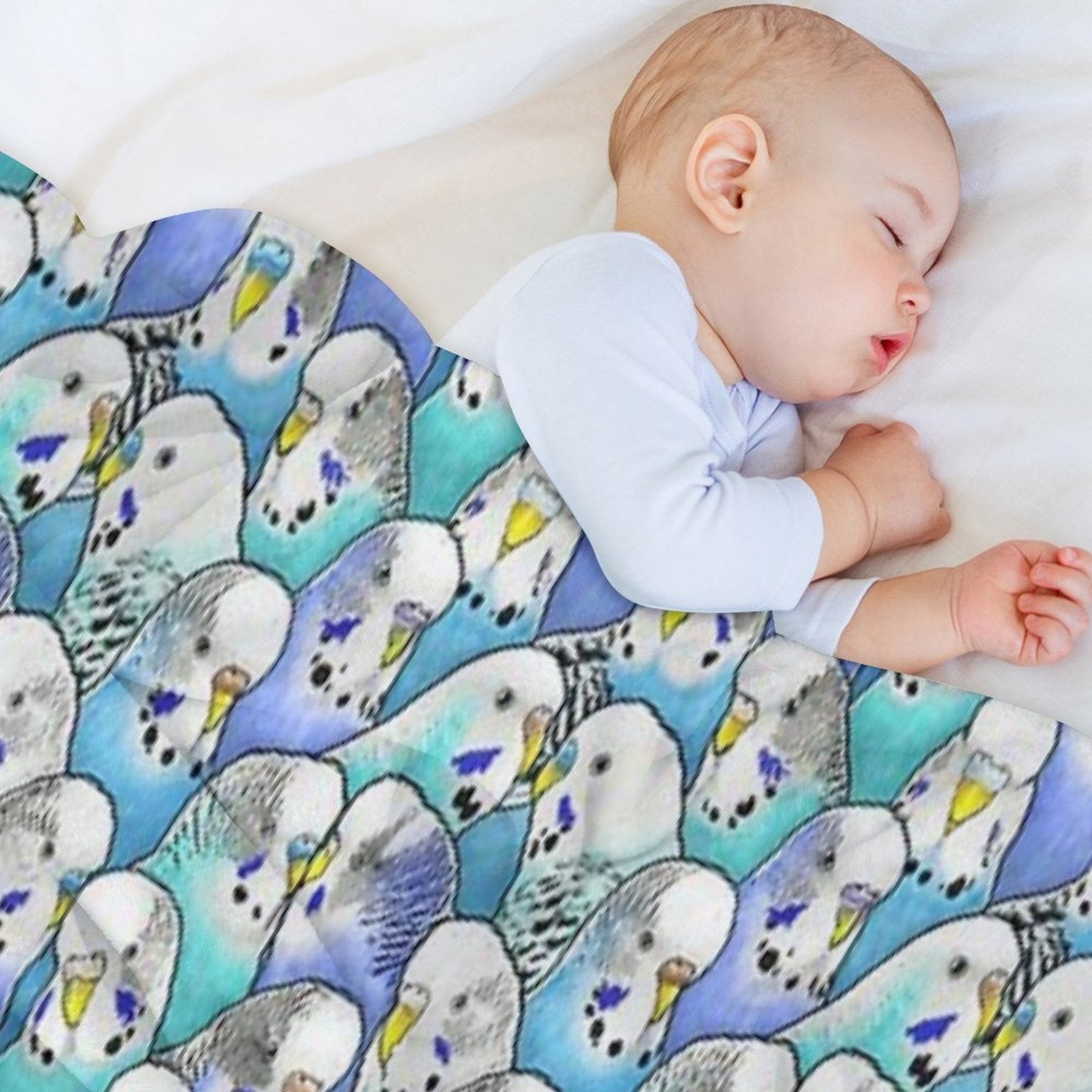 Blue Budgies Parakeet Pattern Multi-functional Throw Blanket