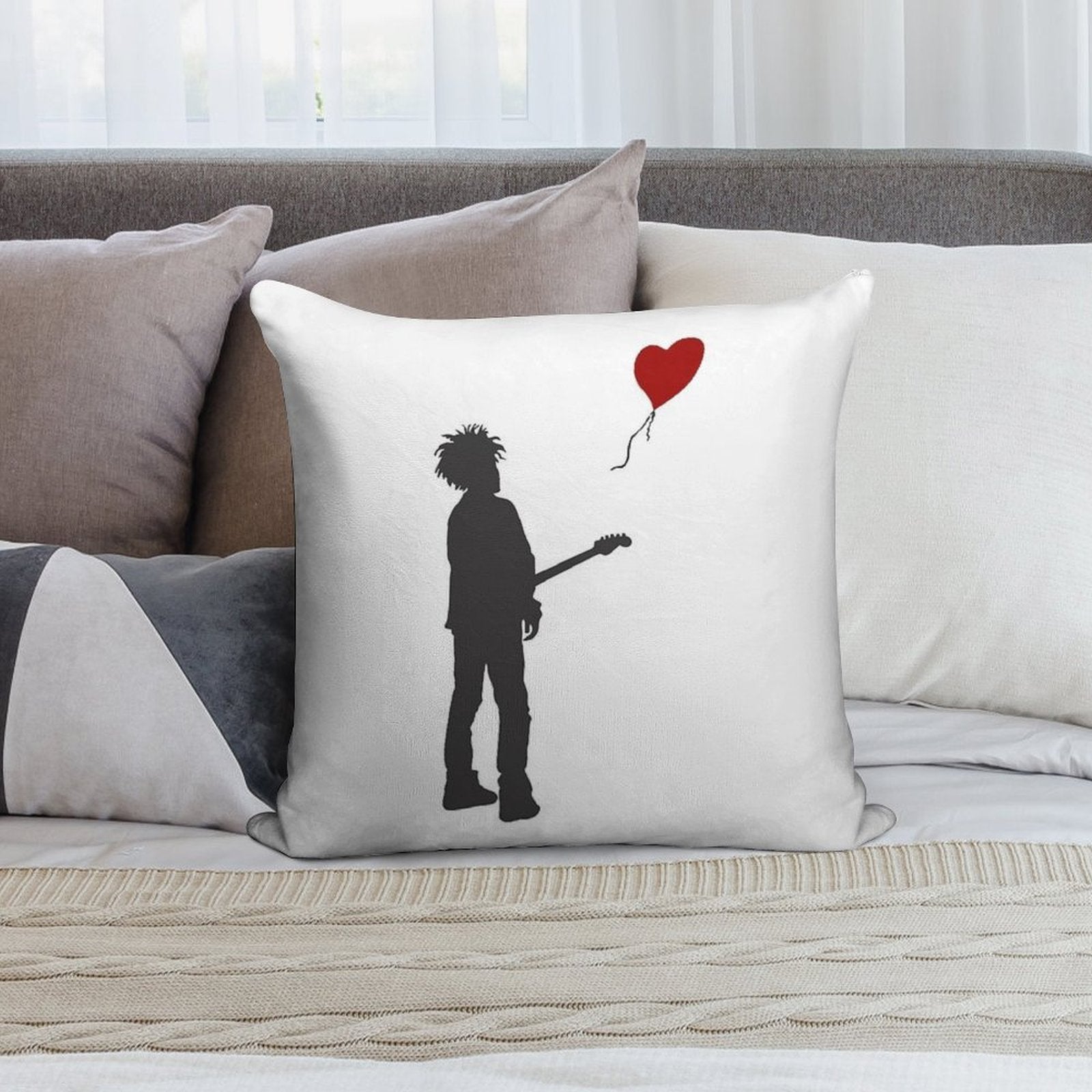ROBERT THE CURE SMITH X BANKSY Soft Durable Construction Throw Pillow