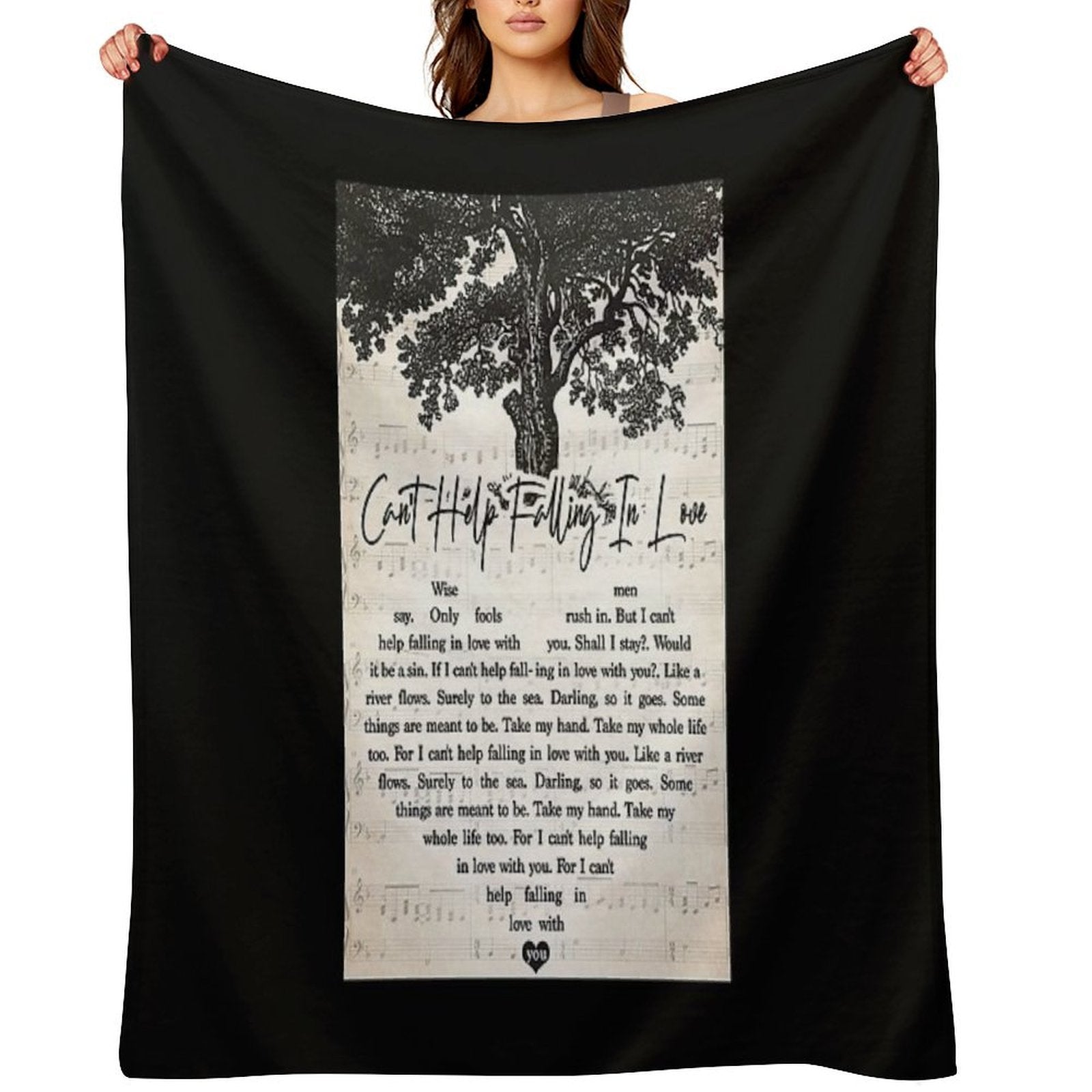 Elvis Presley - Can't Help Falling In Love Lyrics Lovers Shrink-resistant Throw Blanket