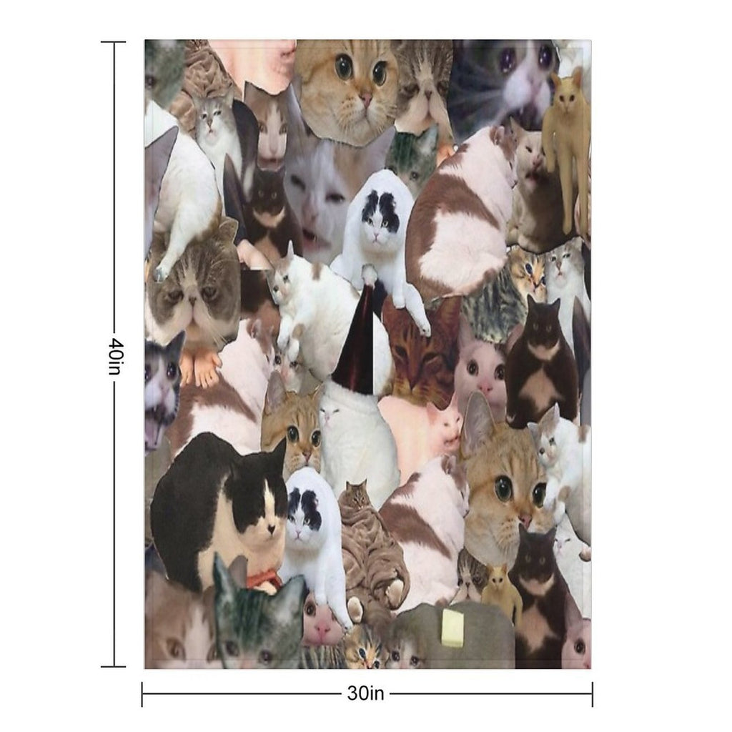 Cat Collage Velvety-soft Throw Blanket