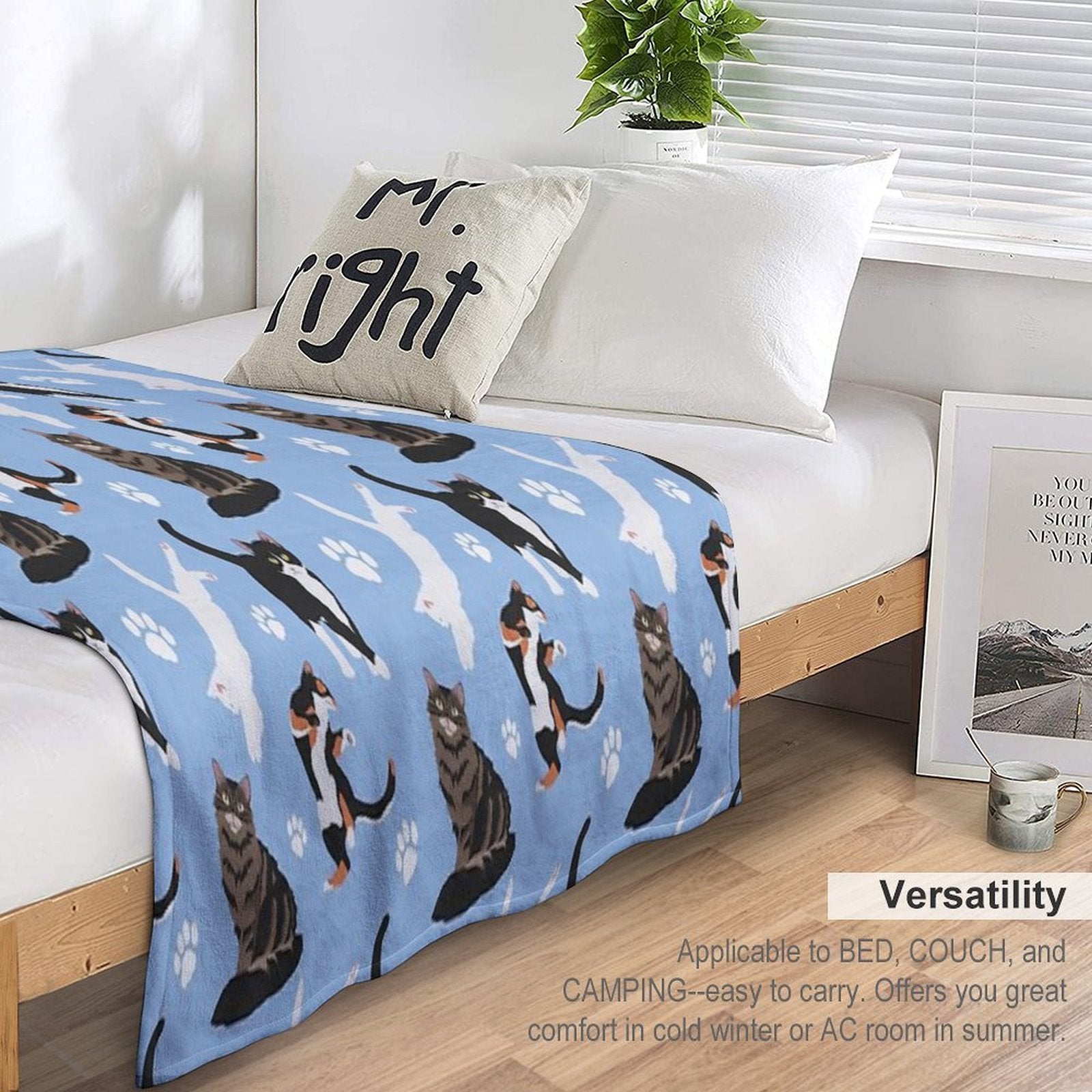 Cat Pattern Easy Care Throw Blanket