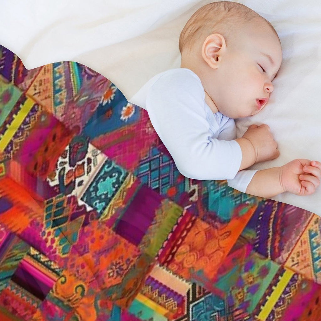 Bohemian Patchwork Style Sustainable Throw Blanket