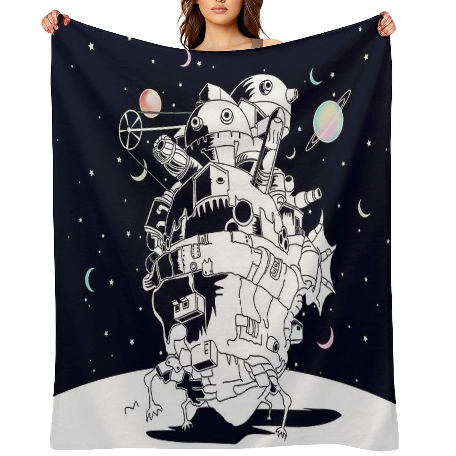 Castle in A Starry Night All-season Throw Blanket
