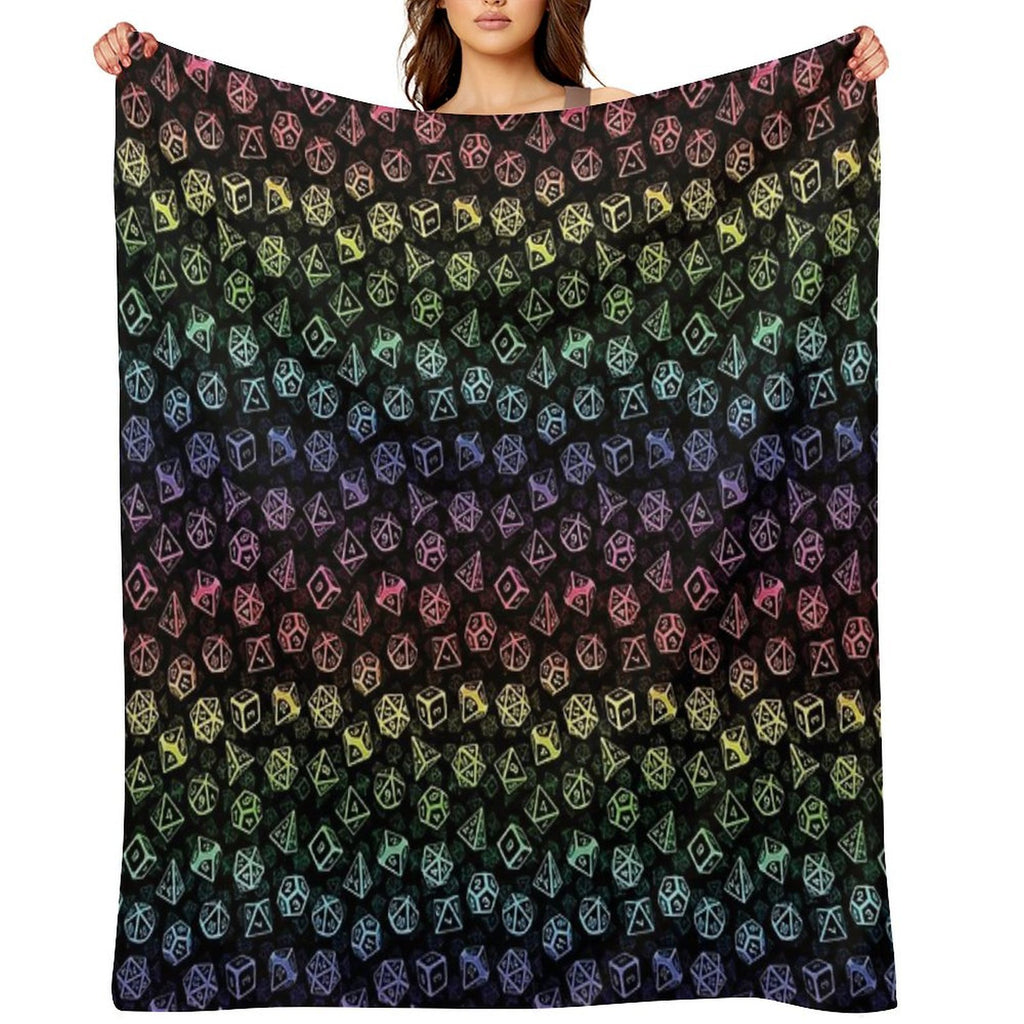 D20 Dice Set Pattern (Rainbow) Versatility Throw Blanket