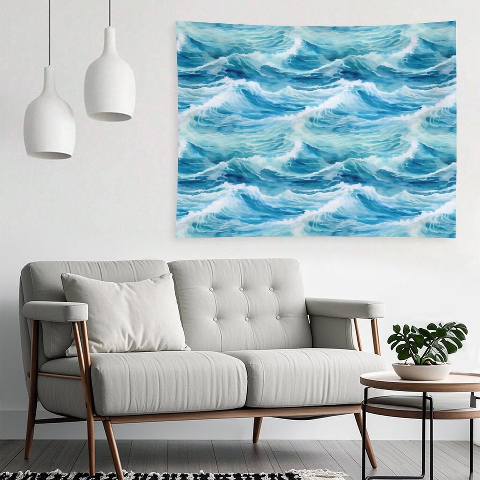Sea Waves Watercolor Pattern #5 Tapestry