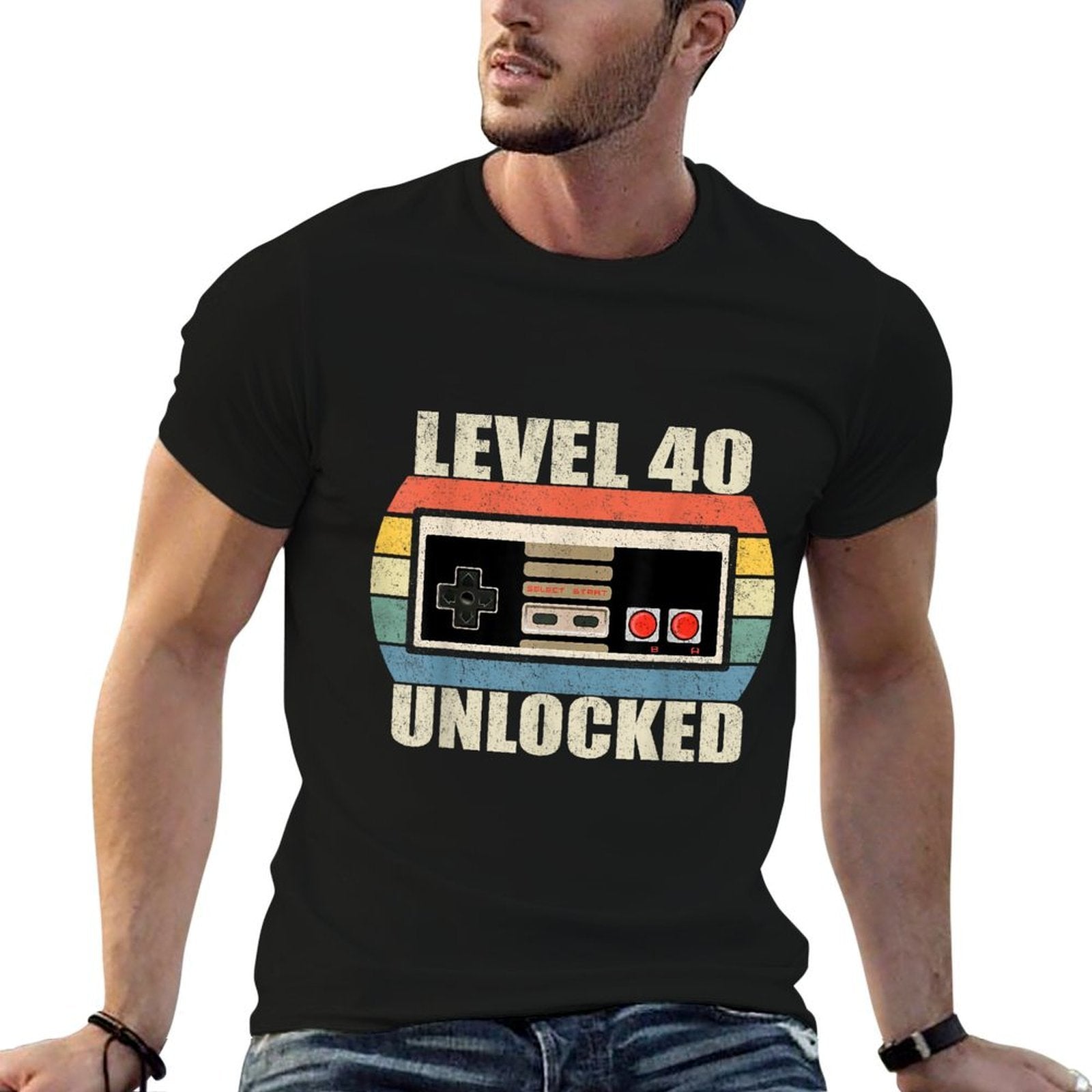 Unlocked Level 40 Birthday Men Women Video Game Controller  High-quality Stitching T-Shirt