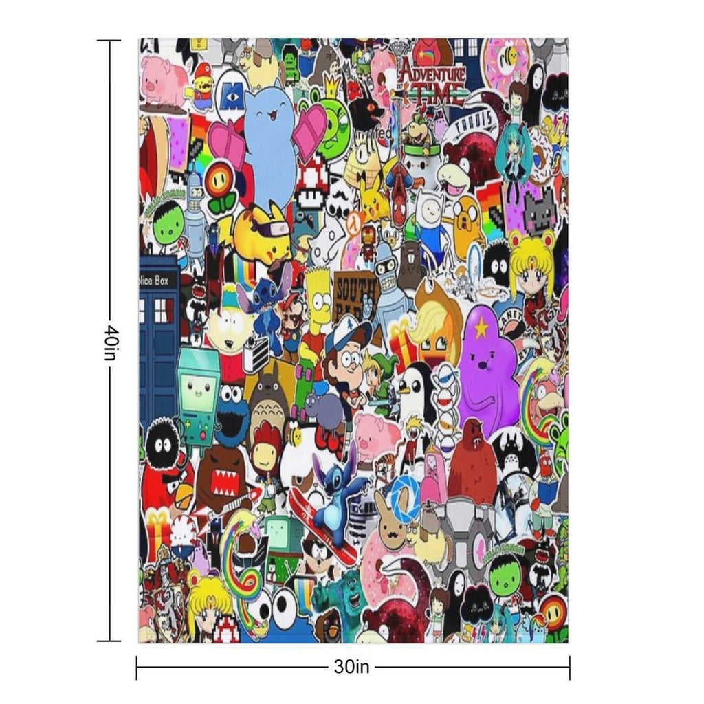 Cartoon  Characters Collage Compact Throw Blanket