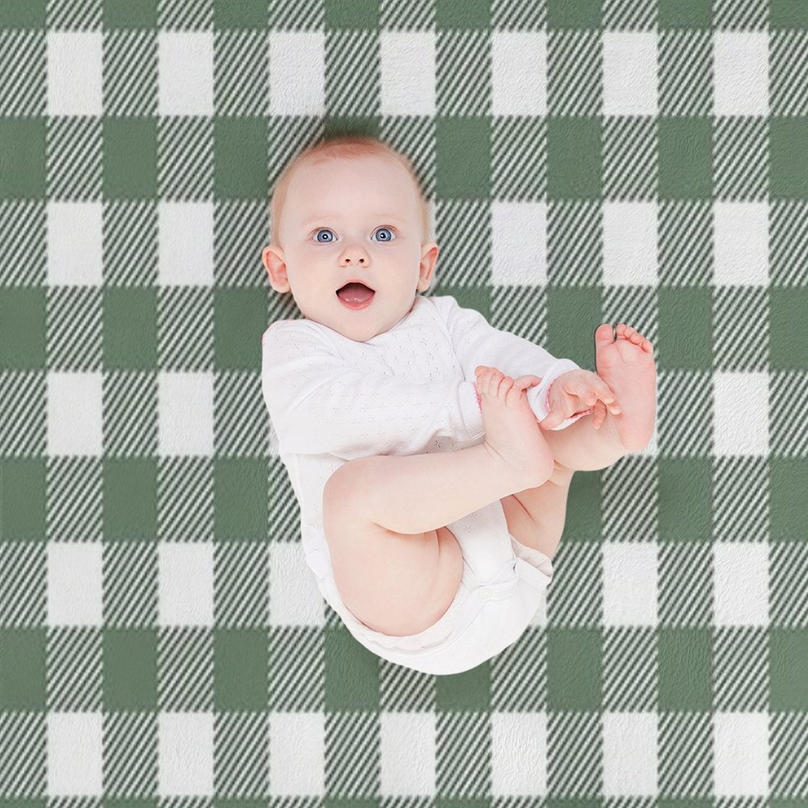 Plaid (sage Greenwhite) Travel-friendly Throw Blanket