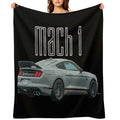MACH 1 Mustang GT 5.0L V8 Performance Car Fighter Jet Gray Rear Sustainable Throw Blanket