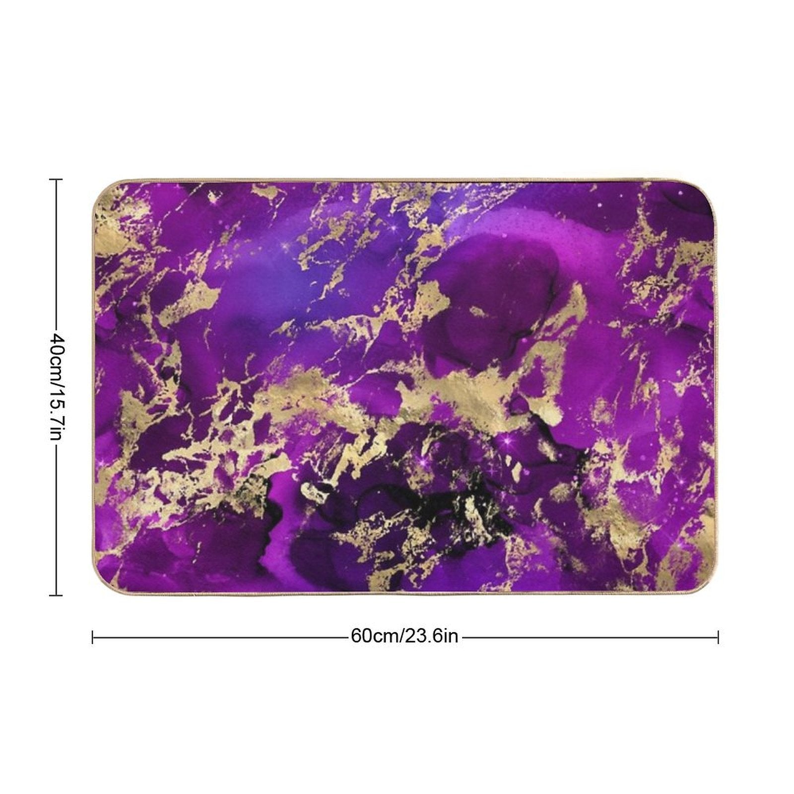Marble Galaxy in Royal Purple And Gold Splash  Easy Maintenance Bath Mat