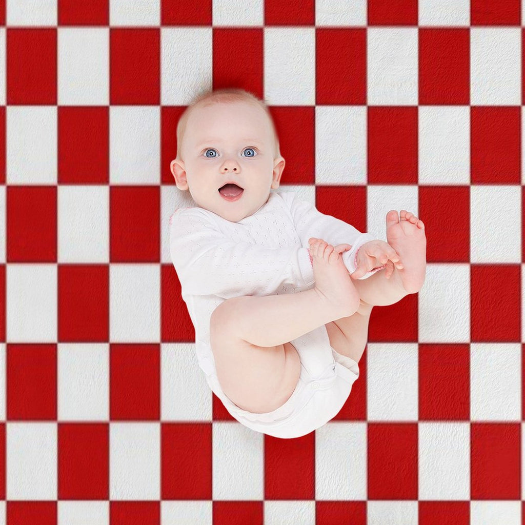 Cherry Red And White Checkerboard Pattern Premium Throw Blanket