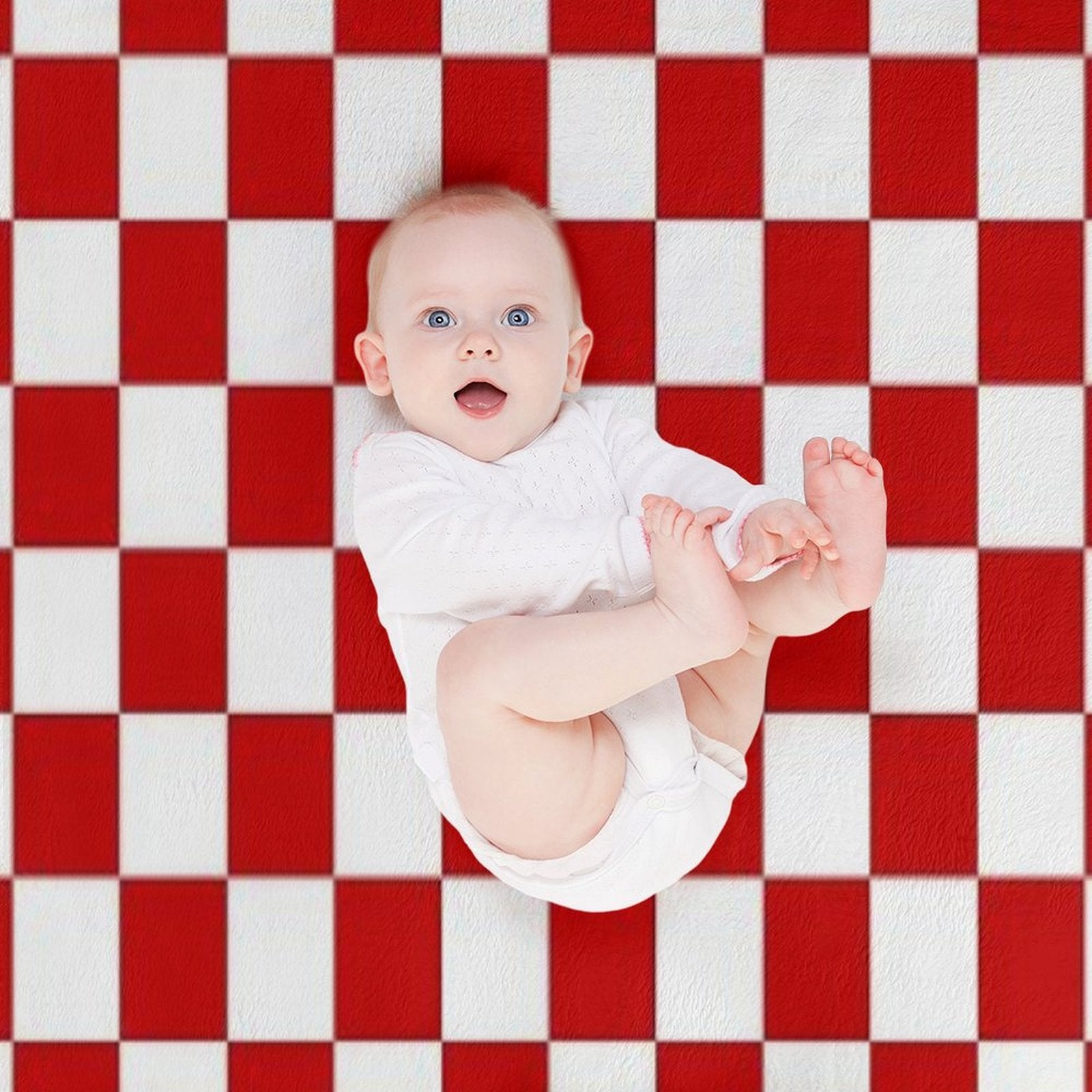 Cherry Red And White Checkerboard Pattern Premium Throw Blanket