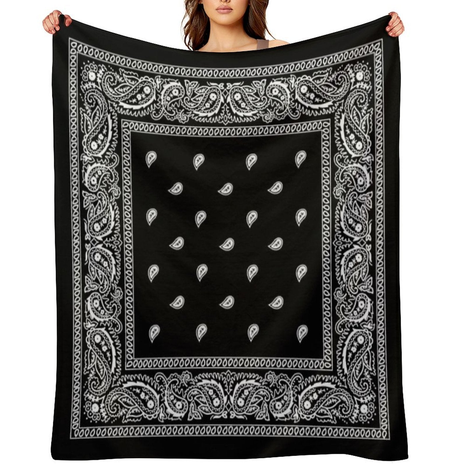 Bandana Black Velvety-soft Throw Blanket