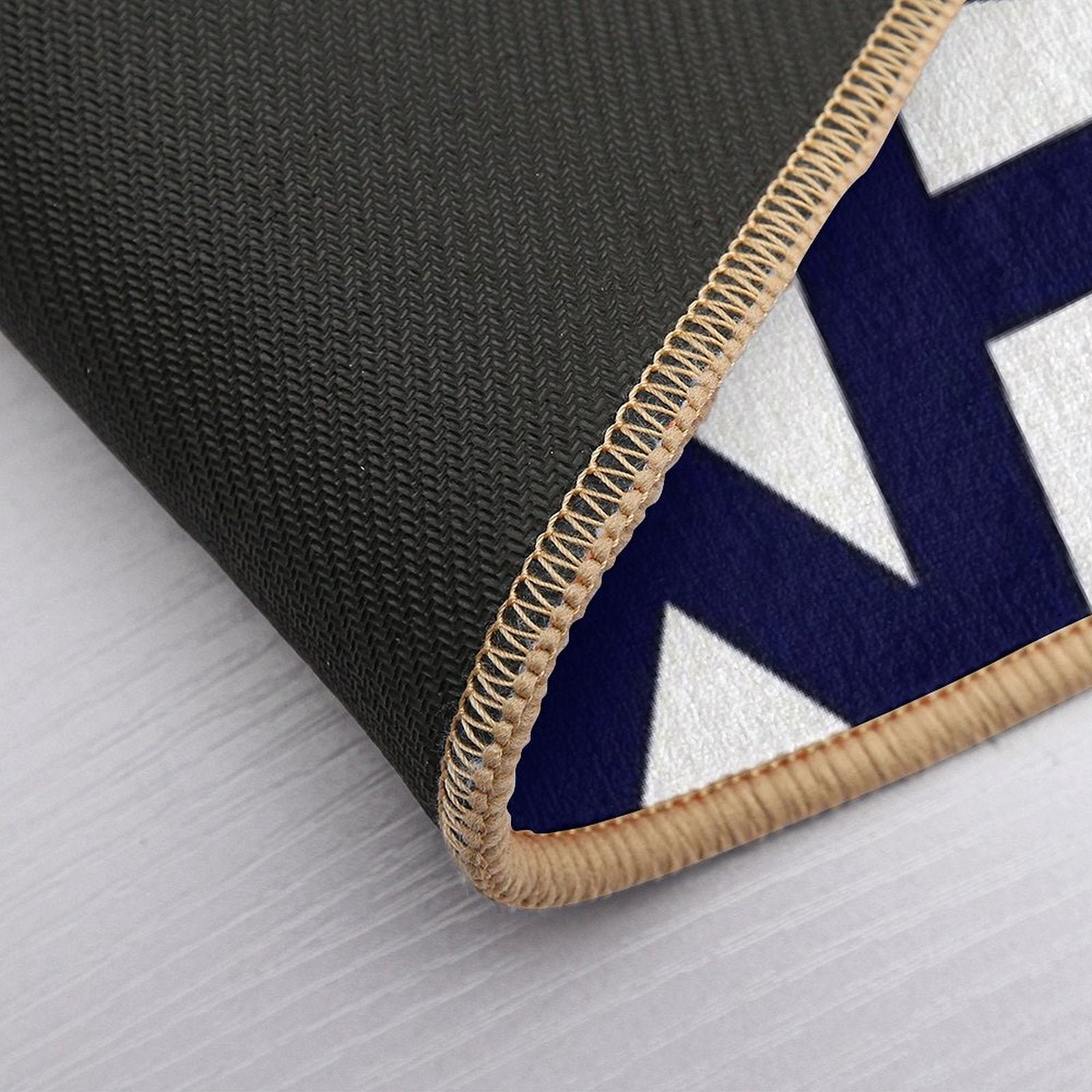 Navy Blue Thick Mosaic Lines On White  Pet-Safe Bath Mat