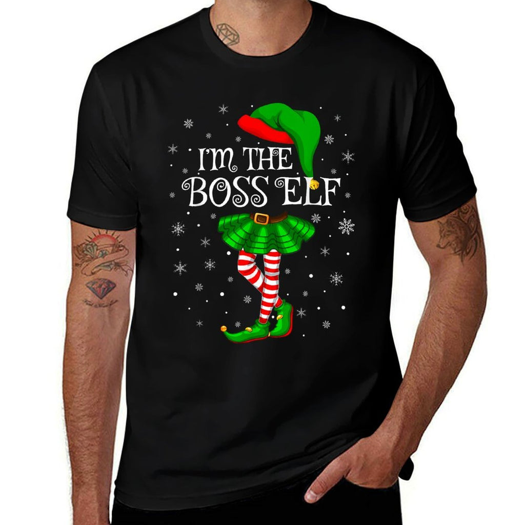 Family Matching Women Girls Im The Boss Elf Christmas  Easy-care T-Shirt
