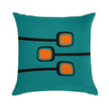 Retro Branches Black And Orange on Teal Mid Century Modern Print Soft Short Plush Fabric Throw Pillow
