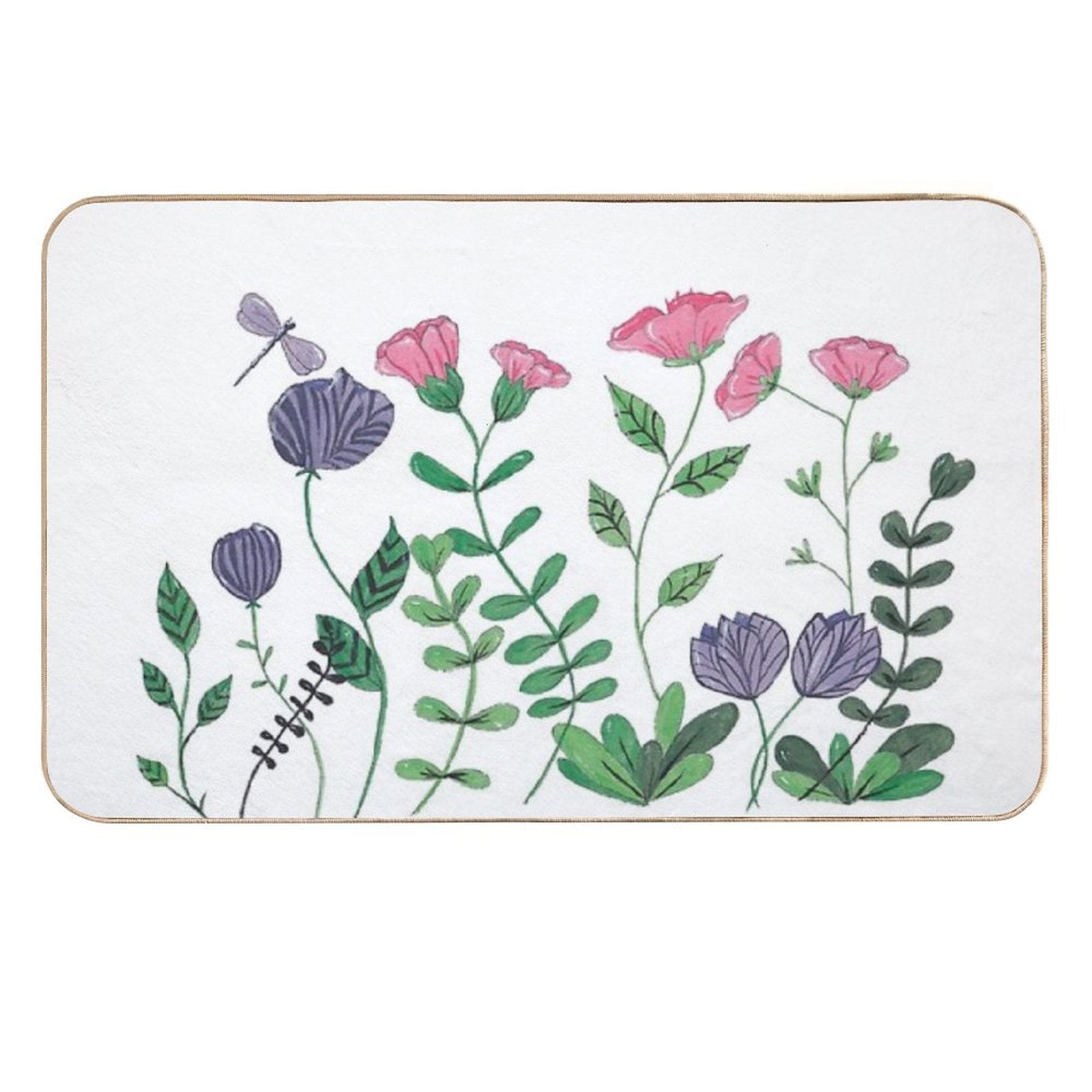 White Whimsy Garden  Easy Maintenance Bath Mat