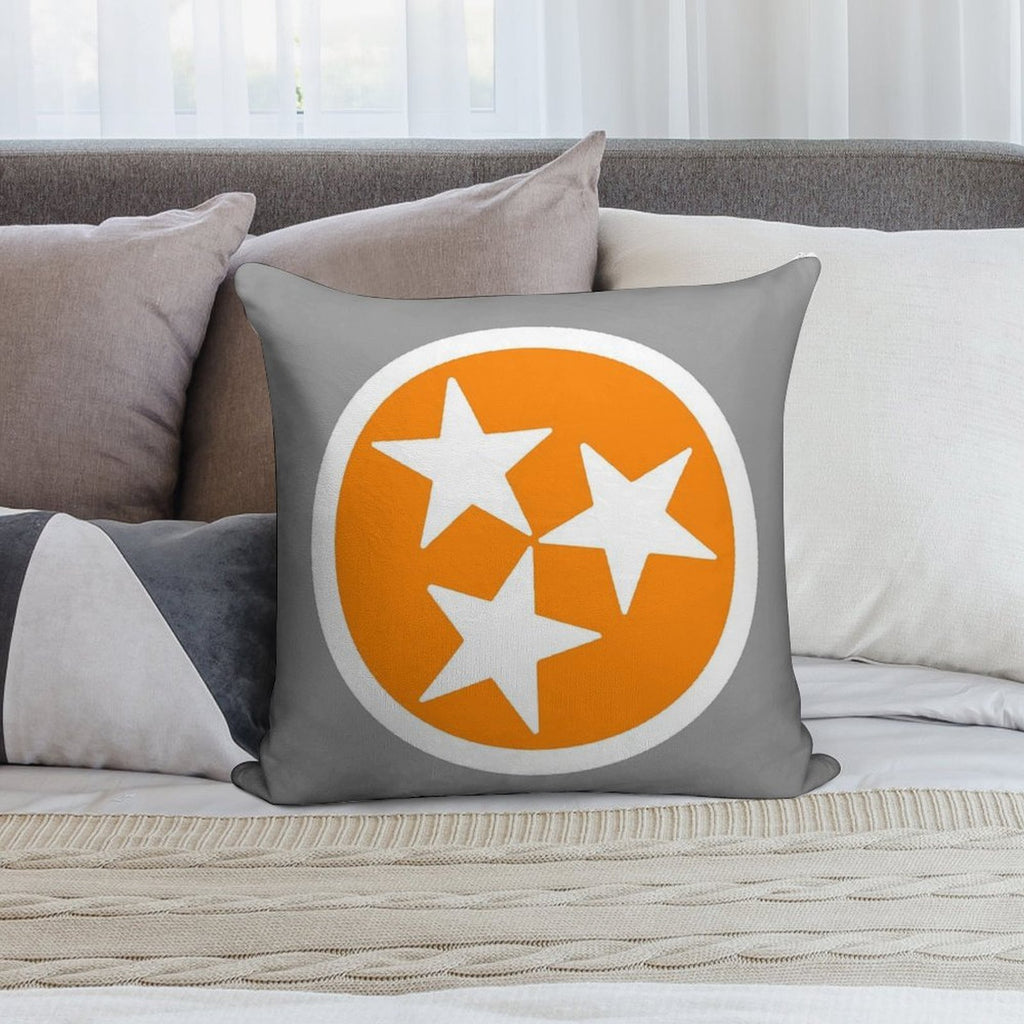 Orange & White Tri-Star Soft Skin-Friendly Throw Pillow