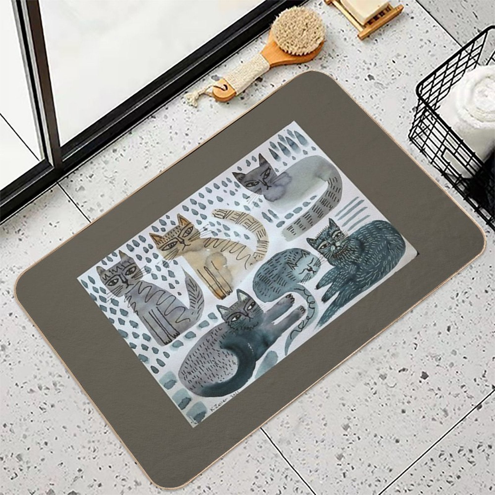 Cats Doodle  Repositionable Bath Mat