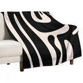 Mid Century Modern Kwaito Abstract Pattern in Black And Almond Cream Anti-pilling Throw Blanket
