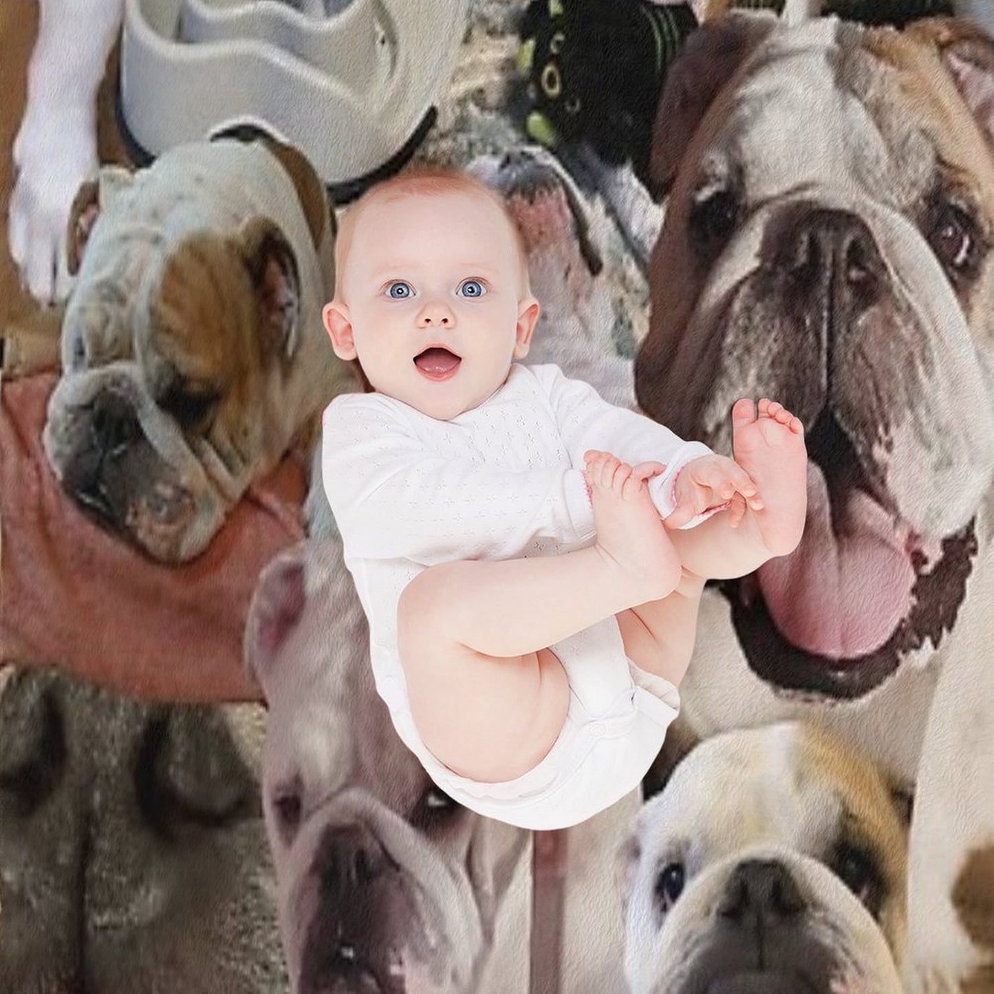 Mochi The English Bulldog Collage Comfort Throw Blanket