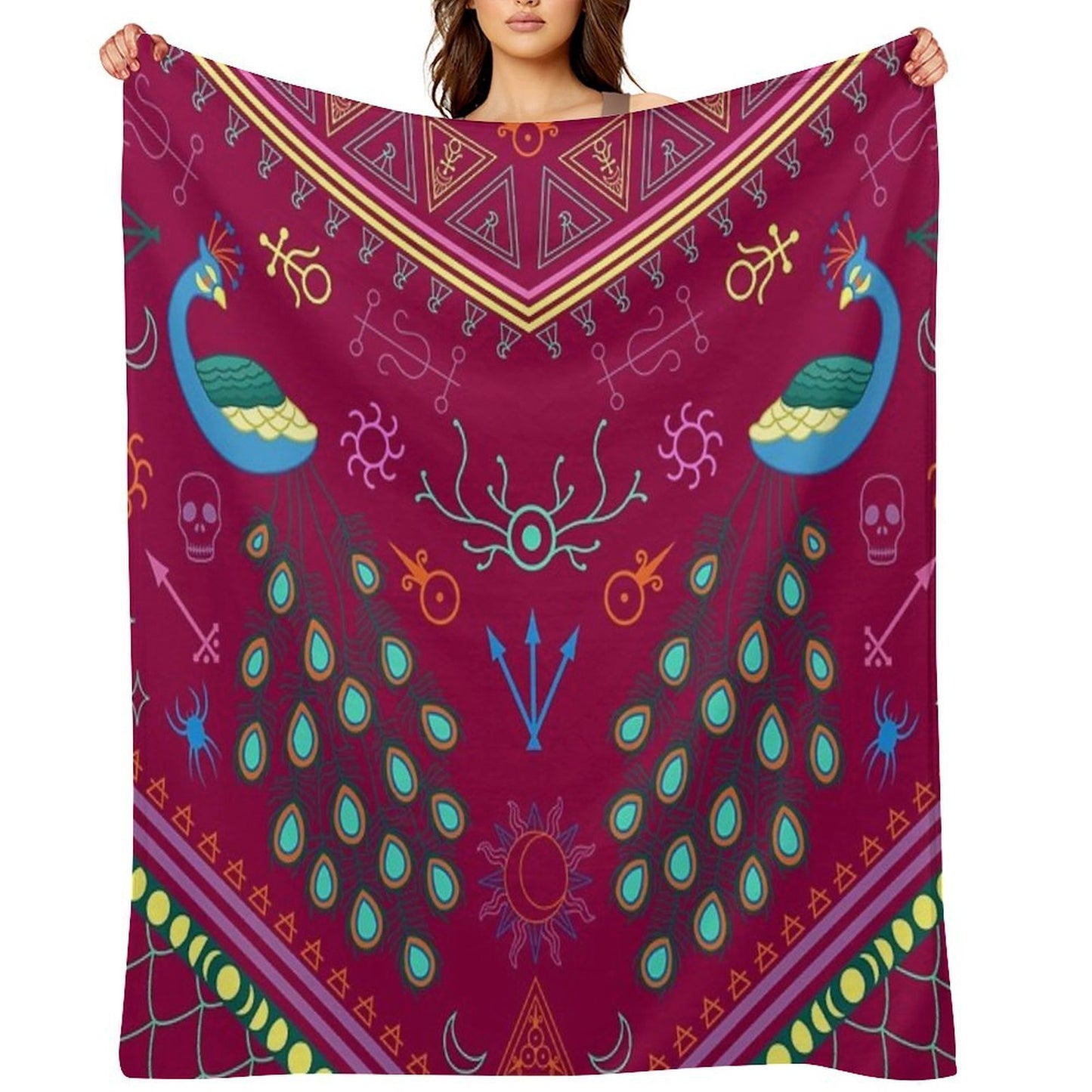 Mollymauk Tealeaf Inspired Print Velvety-soft Throw Blanket