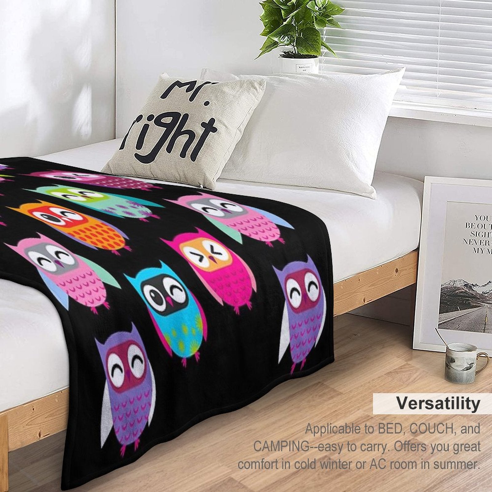 Cute Colorful Owls Versatility Throw Blanket