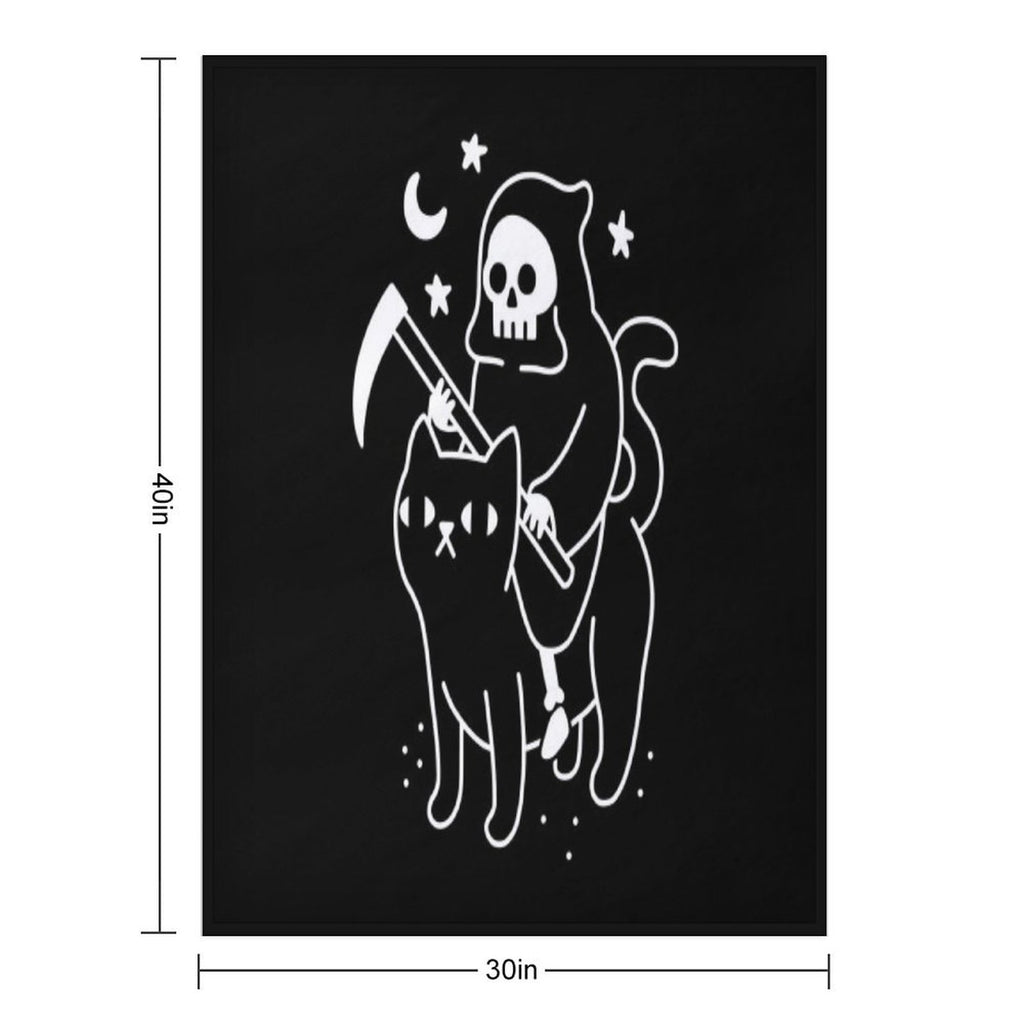 Death Rides A Black Cat Multi-functional Throw Blanket