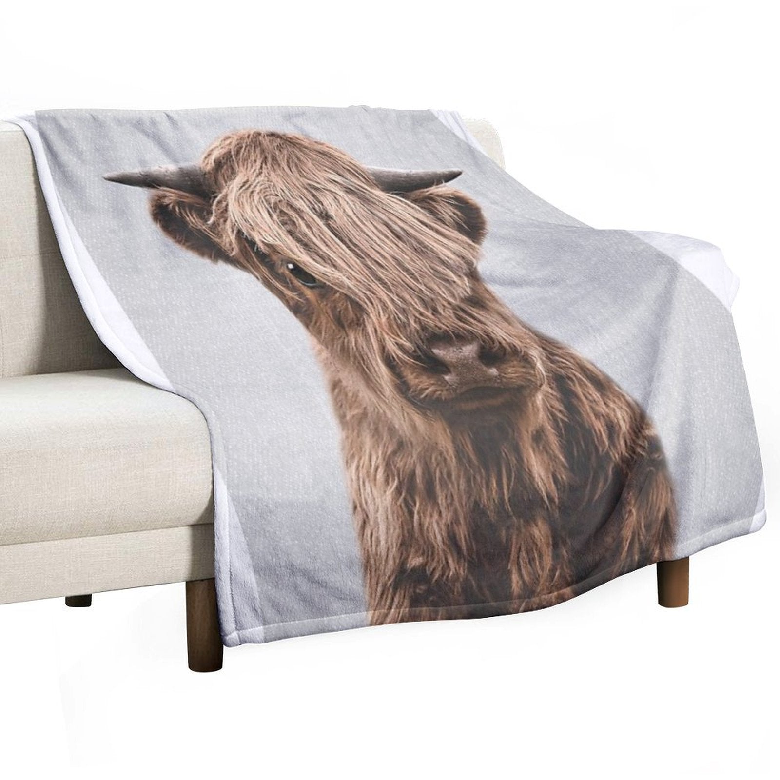 Highland Calf - Colorful Shrink-resistant Throw Blanket