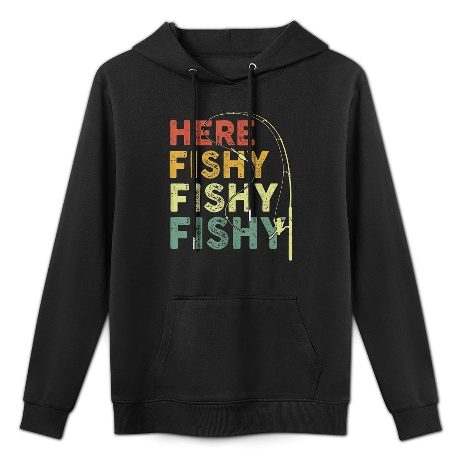 Fishing Here-Fishy Funny Bass Fish Dad Breathable Fabric Hoodie
