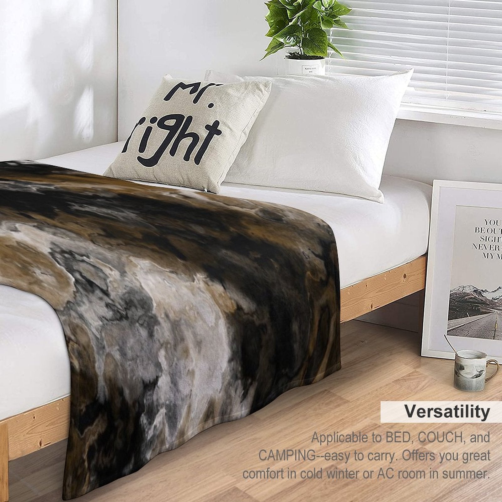 Black Gold And White Abstract Travel-friendly Throw Blanket