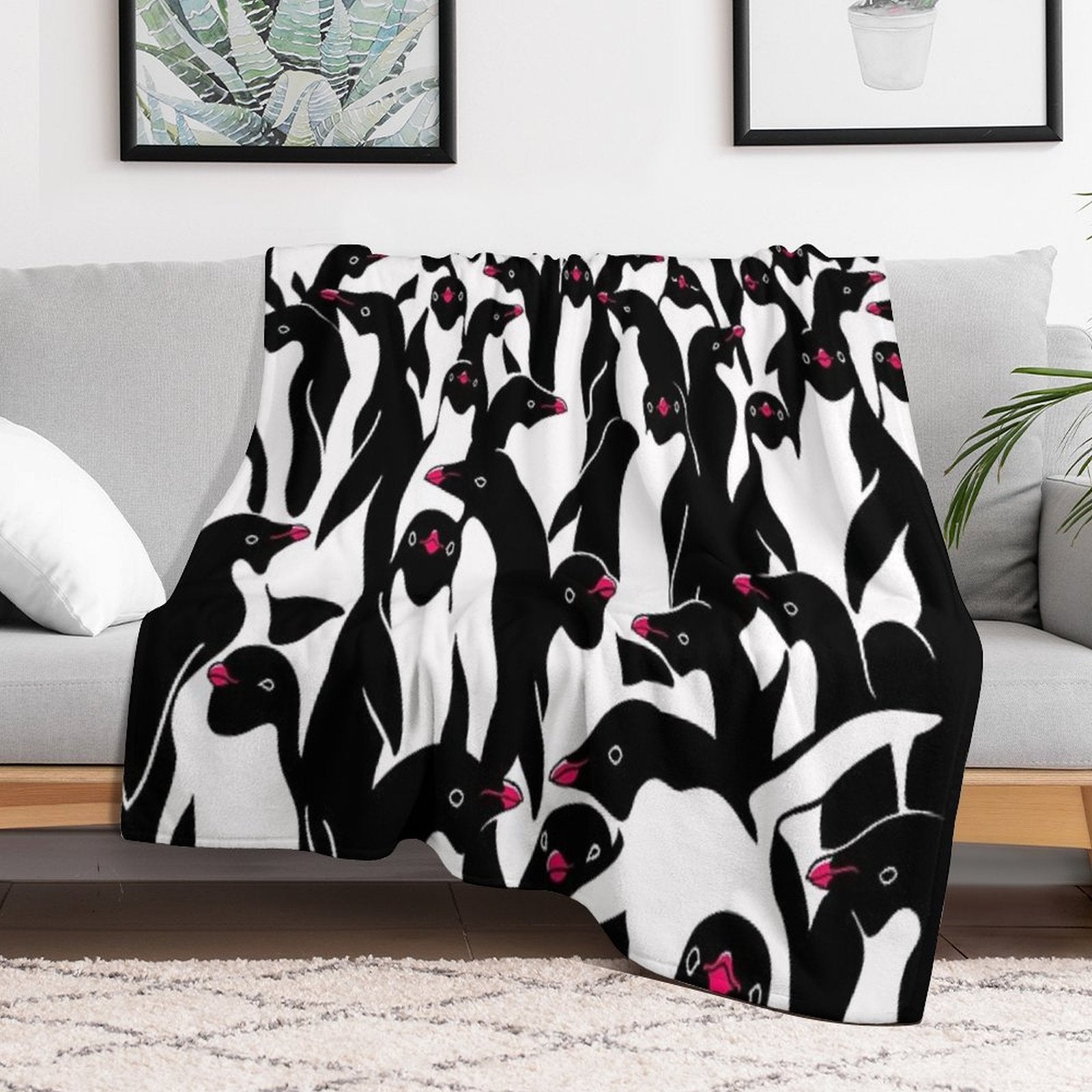 Meanwhile Penguins II Travel-friendly Throw Blanket