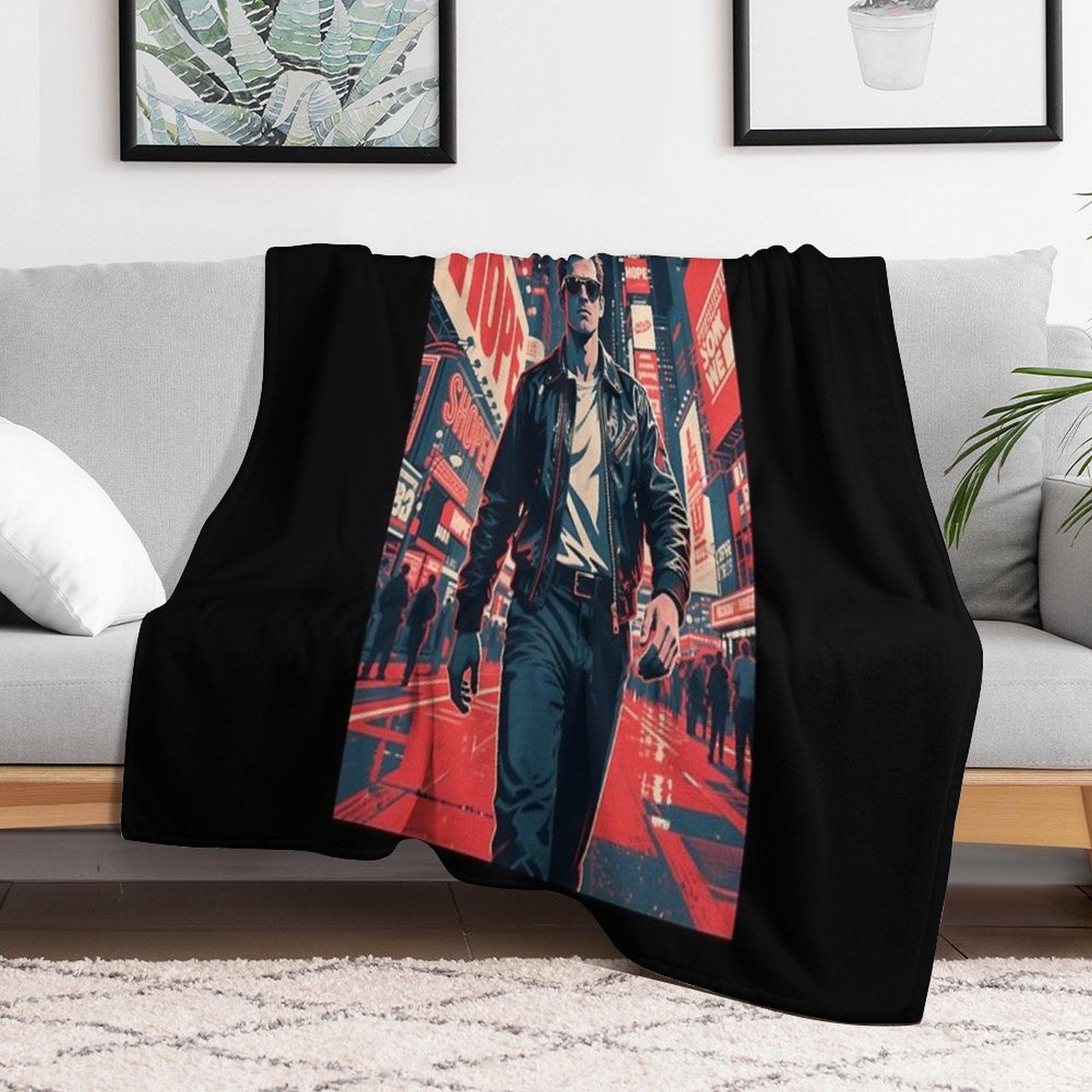 Times Square Rebel – Retro Street Style 80s Quick-dry Throw Blanket