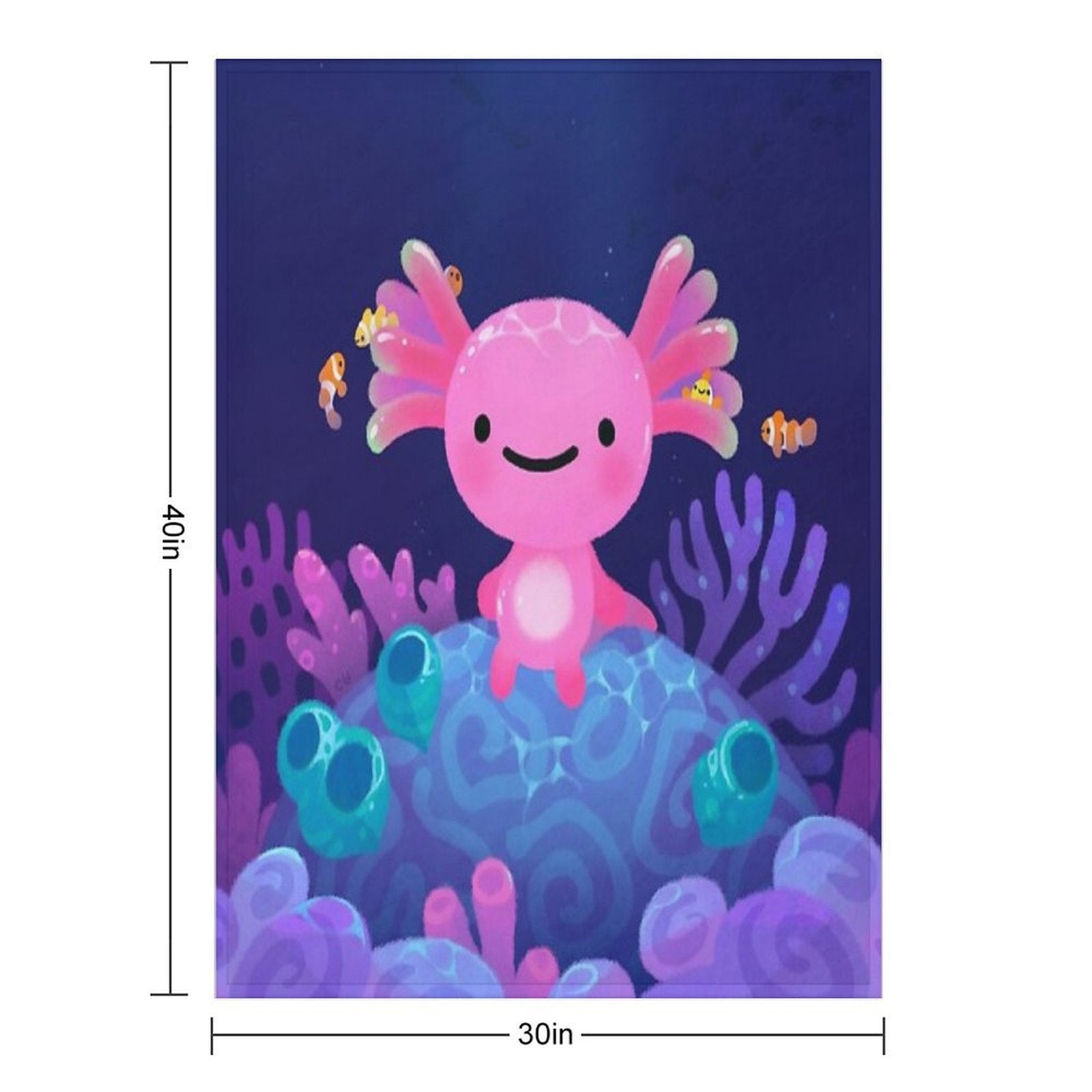 Coral Axolotl Quick-dry Throw Blanket